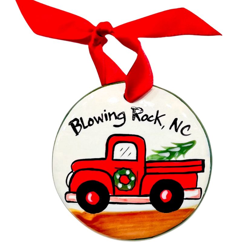 Blowing Rock Red Truck Ornament